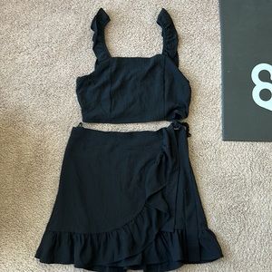 Pink Lily Black mini skirt & crop top set